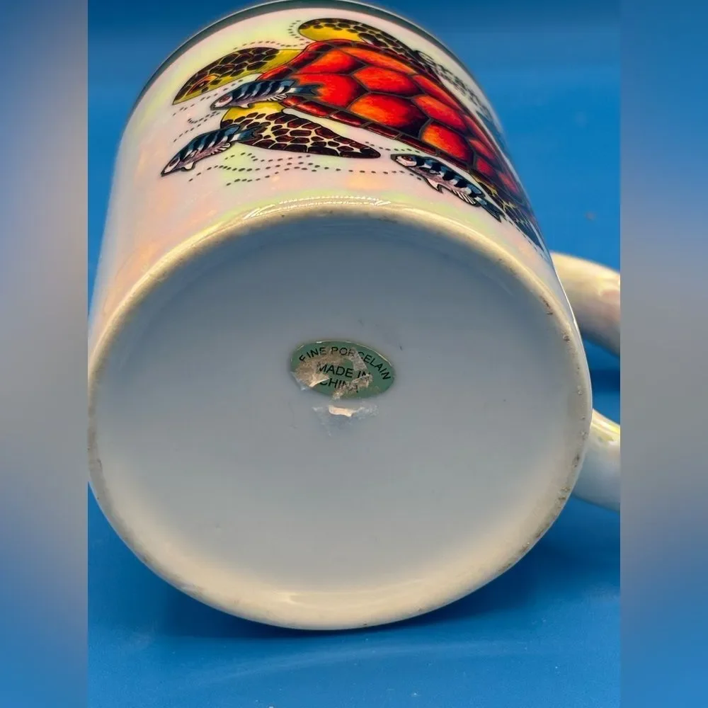 Grand Turk Turks & Caicos Islands Coffee Mug Sea Turtle Fish Souvenir Iridescent